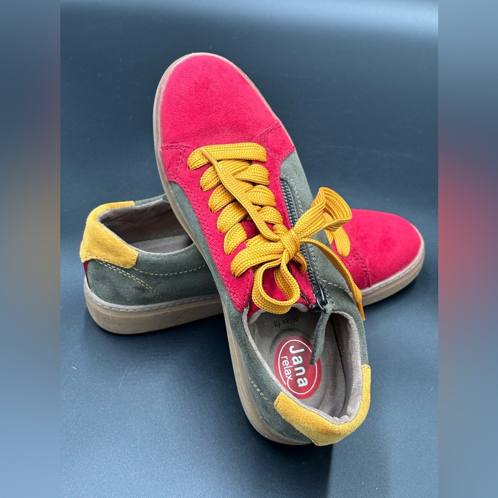 Jana Relax Suede Trainers Colorful Court Sneaker Size 5 Eur 38